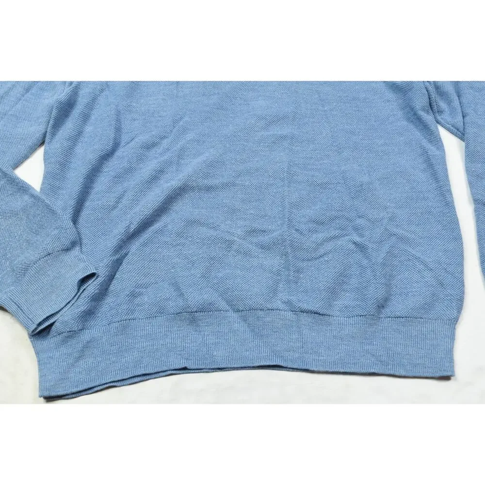 Polo Ralph Lauren 1/4 Zip Sweater Mens Medium Blue Wool Silk Cashmere Pullover